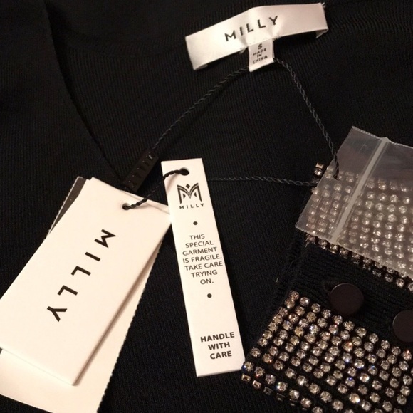 NWT MILLY Rhinestone-Cuff Pullover - Picture 4 of 7